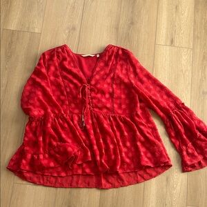 Soft Surroundings Vibrant Red Blouse